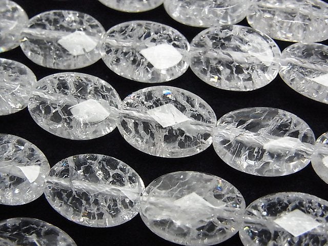 Cracked Crystal, Oval Gemstone Beads