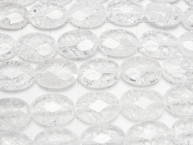 [Video] Cracked Crystal  Faceted Oval 14x10x5mm half or 1strand beads (aprx.14inch/35cm)