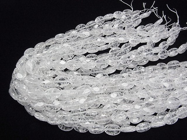 [Video] Cracked Crystal  Faceted Oval 14x10x5mm half or 1strand beads (aprx.14inch/35cm)