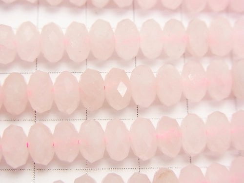 [Video] High Quality!  Rose Quartz AA++ Faceted Button Roundel 8x8x4mm half or 1strand beads (aprx.15inch/37cm)