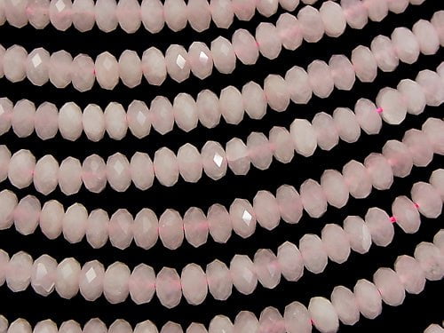 [Video] High Quality!  Rose Quartz AA++ Faceted Button Roundel 8x8x4mm half or 1strand beads (aprx.15inch/37cm)