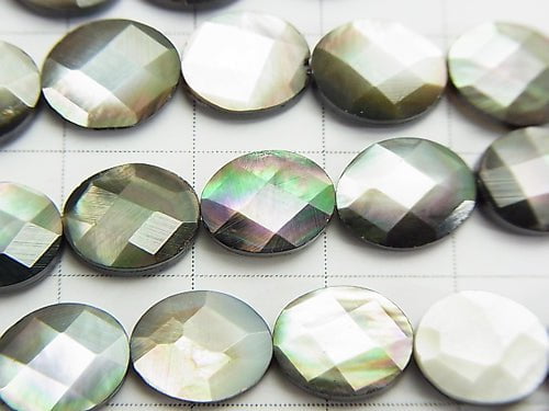 Black Shell (Black-lip Oyster) AAA Faceted Oval 10 x 8 x 4 mm half or 1 strand beads (aprx.15 inch / 37 cm)