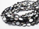 Black Shell (Black-lip Oyster) AAA Faceted Oval 14 x 10 x 4 mm half or 1 strand beads (aprx.15 inch / 36 cm)