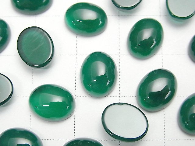 [Video] Green Onyx AAA Oval Cabochon 10x8mm 2pcs