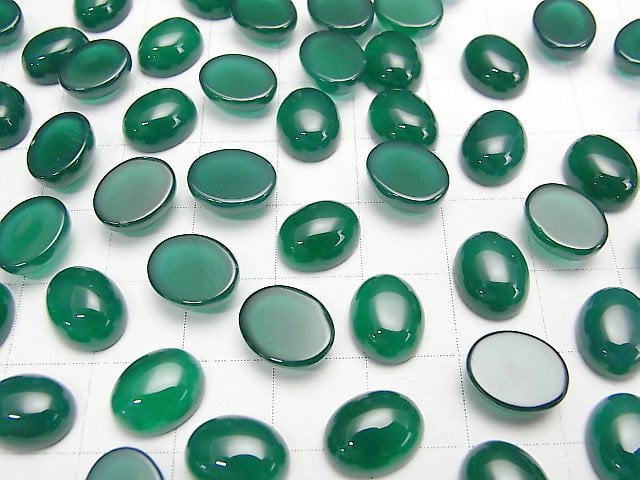 [Video] Green Onyx AAA Oval Cabochon 10x8mm 2pcs