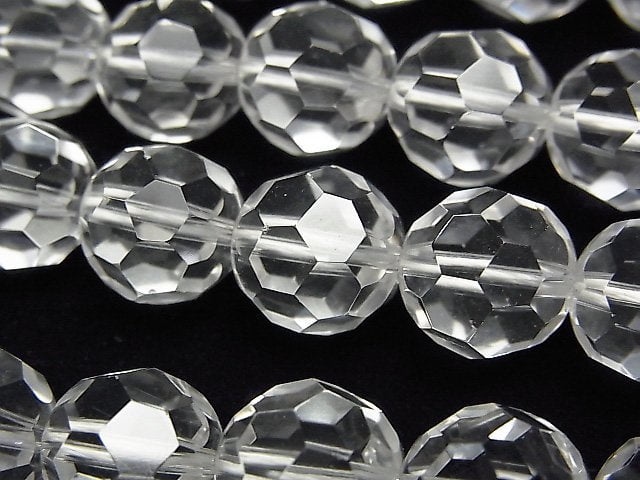 Crystal Quartz, Faceted Round Gemstone Beads