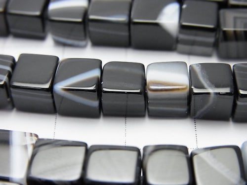 Striped Onyx Cube 6x6x6mm half or 1strand beads (aprx.15inch/36cm)