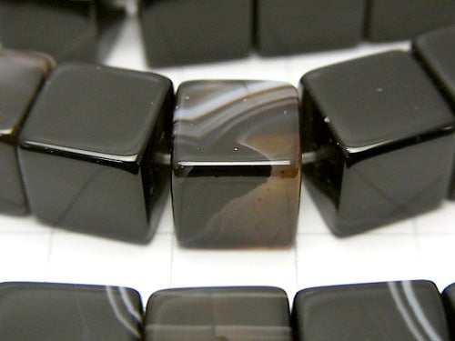 Striped Onyx Cube 10x10x10mm half or 1strand beads (aprx.15inch/36cm)