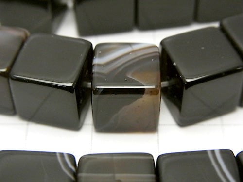Stripe Onyx Cube 10 x 10 x 10 mm half or 1 strand beads (aprx. 15 inch / 36 cm)