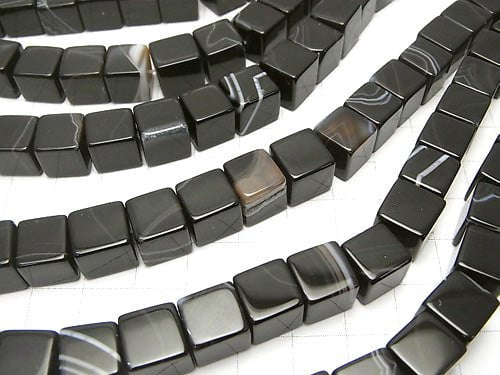 Striped Onyx Cube 10x10x10mm half or 1strand beads (aprx.15inch/36cm)