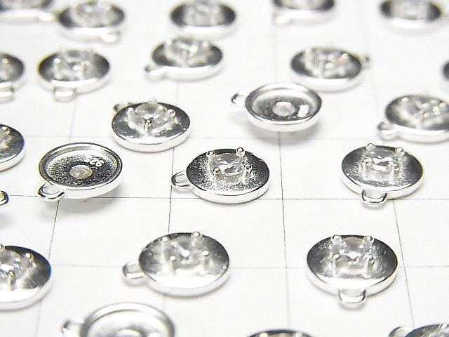 Silver 925 Coin 9x8x2.5mm Charm (with CZ) [No coating] 2pcs