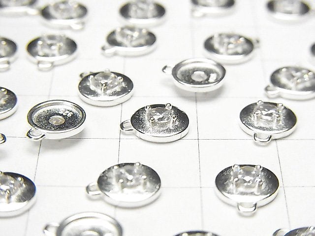 2 pcs $5.79! Silver925 Coin 9 x 8 x 2.5 mm charm (with CZ) [No coating] 2 pcs