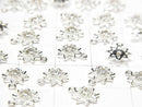 2 pcs $3.79! Silver925 flower 9 x 7.5 x 2 mm charm (with CZ) [No coating] 2 pcs