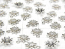 2 pcs $3.79! Silver925 flower 9 x 7.5 x 2 mm charm (with CZ) [Rhodium Plated] 2 pcs