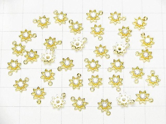 Silver 925 Flower Charm 9x7.5x2mm (with CZ) [18KGP] 2pcs