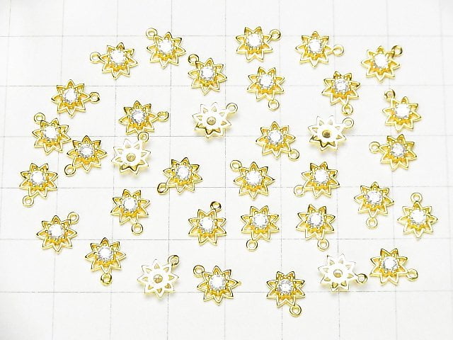 2 pcs $3.79! Silver925 Flower 9 x 7.5 x 2 mm charm (with CZ) [18 KGP] 2 pcs