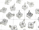 Silver925 Flower Charm (8x6x2mm) with CZ [No Coating] 2pcs