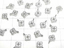Silver925 Flower Charm (8x6x2mm) with CZ [No Coating] 2pcs