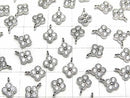 Silver925 Flower Charm (with CZ) 8x6x2mm [Rhodium Plated] 2pcs