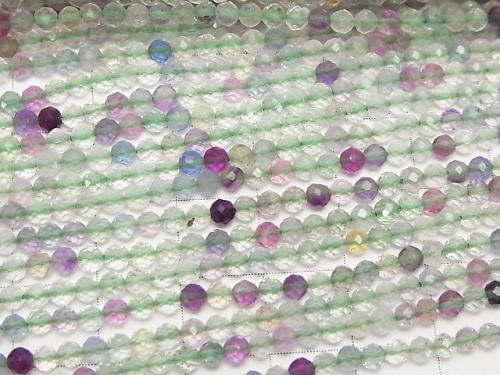 [Video] High Quality! 2pcs $8.79! Multicolor Fluorite AAA-Faceted Round 3mm 1strand beads (approx. 15inch/36cm)