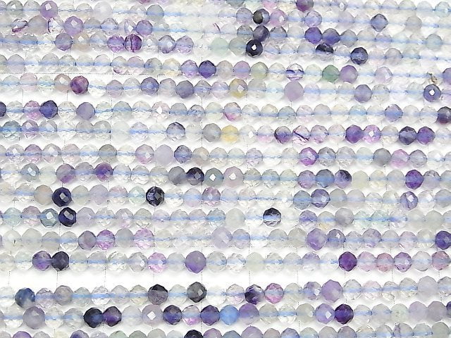 [Video] High Quality! Multicolor Fluorite AAA - Faceted Round 4mm 1strand beads (aprx.15inch / 38cm)