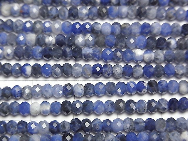 High Quality!  1strand $11.79! Sodalite AA++ Faceted Button Roundel 3x3x2mm 1strand beads (aprx.15inch/38cm)