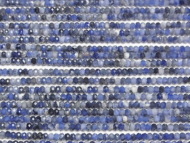 High Quality!  1strand $11.79! Sodalite AA++ Faceted Button Roundel 3x3x2mm 1strand beads (aprx.15inch/38cm)