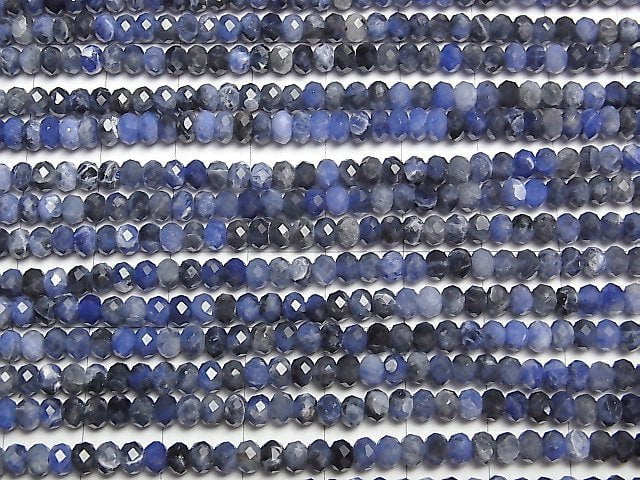 1strand $13.99! High Quality!  Sodalite AA++ Faceted Button Roundel 4x4x2mm 1strand beads (aprx.15inch/36cm)