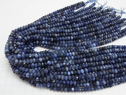 [Video]High Quality! Sodalite AA+ Faceted Button Roundel 6x6x4mm 1strand beads (aprx.15inch/38cm)