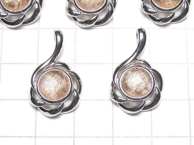 Meteorite Flower Motif Pendant 15x15x7mm Pink Gold 1pc