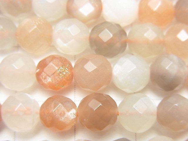 [Video]Multicolor Moonstone AA ++ 64 Faceted Round 6 mm half or 1 strand beads (aprx.15 inch / 38 cm)