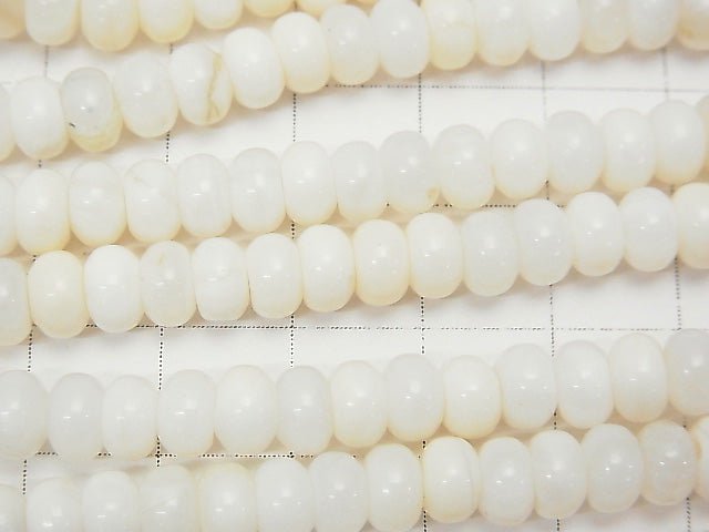 White Opal Roundel 6 x 6 x 4 mm half or 1 strand beads (aprx.15 inch / 38 cm)