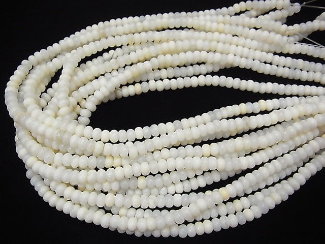 White Opal Roundel 6 x 6 x 4 mm half or 1 strand beads (aprx.15 inch / 38 cm)