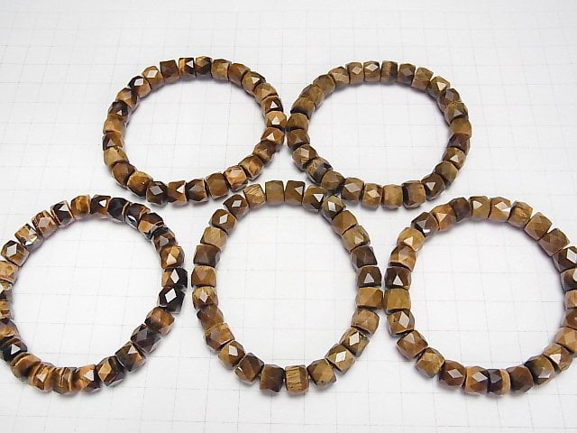 1strand $19.99! High Quality! Yellow Tiger's Eye AAA - Faceted Button Roundel 9 x 6 x 8 mm 1strand (Bracelet)