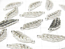 Silver925 Feather Charm (19x6x2mm) on Both Sides (with CZ) [Rhodium Plated] 1pc