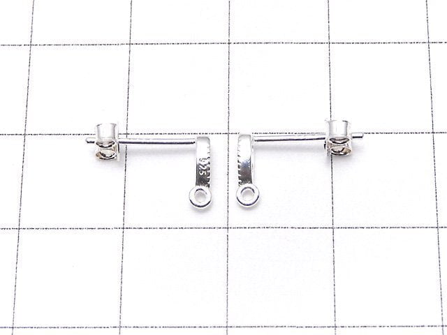 Silver925 design (with CZ) Earstuds & Earnuts [No coating] 1pair