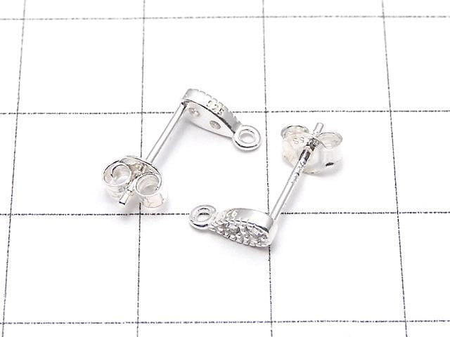 Silver925 Design (with CZ) Earstuds & Earnuts [No coating] 1 pair