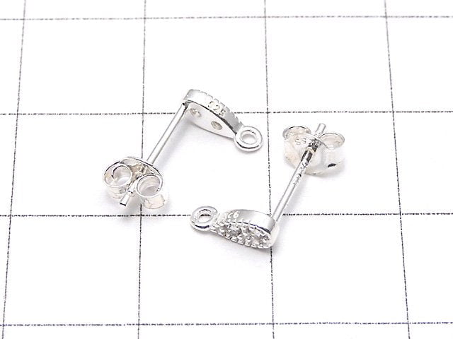 Silver925 design (with CZ) Earstuds & Earnuts [No coating] 1pair