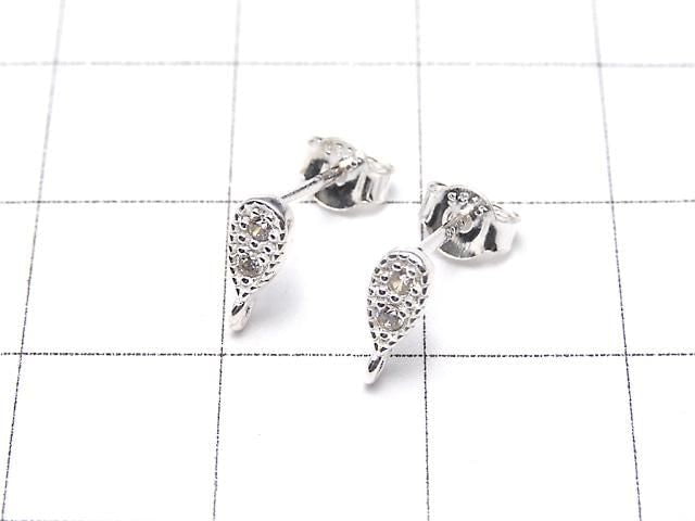 Silver925 Design (with CZ) Earstuds & Earnuts [No coating] 1 pair