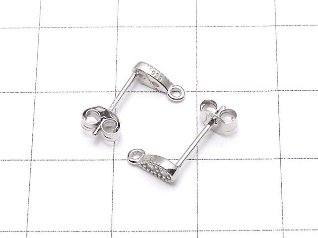 Silver925 Design (with CZ) Earstuds & Earnuts [Rhodium Plated] 1pair