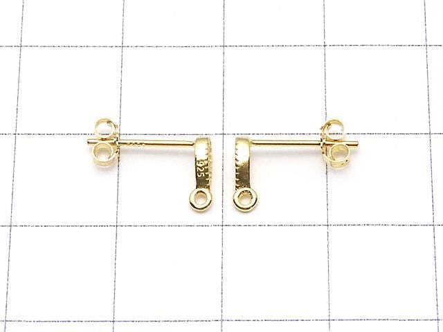 Silver 925 design (with CZ) Earstuds & Earnuts 18KGP 1 pair