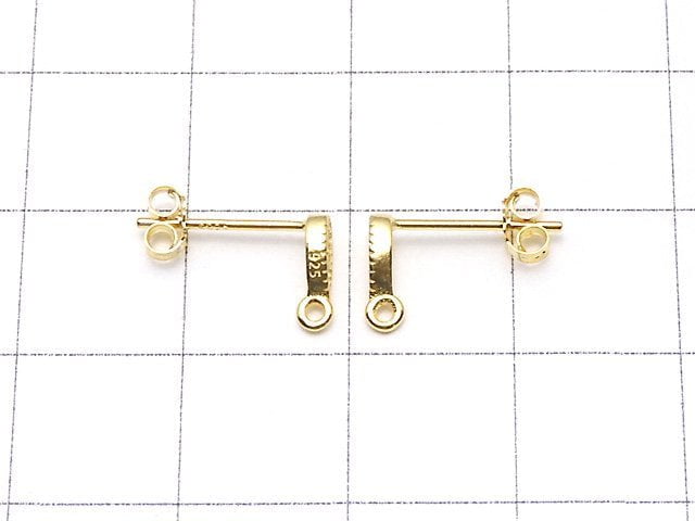 Silver925 Design (with CZ) Earstuds & Earnuts [18KGP] 1pair