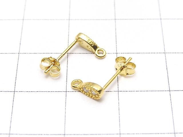 Silver 925 design (with CZ) Earstuds & Earnuts 18KGP 1 pair
