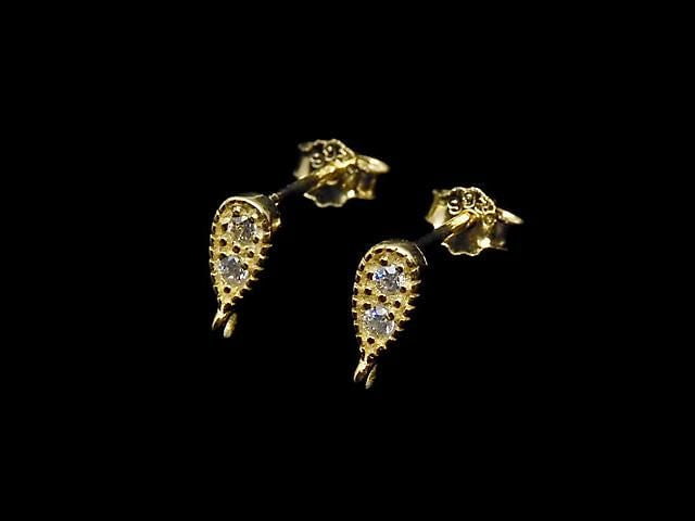 Silver 925 design (with CZ) Earstuds & Earnuts 18KGP 1 pair