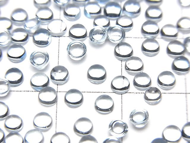 [Video] High Quality Sky Blue Topaz AAA Round Cabochon 3 x 3 mm 10 pcs $4.79