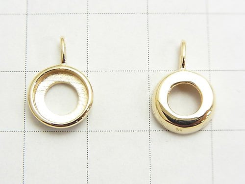 [Video][Japan][K10 Yellow Gold]Charm, Pendant Frame (Bezel) Round Cabochon 8mm 1pc