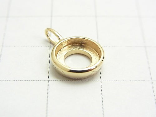 [Video][Japan][K10 Yellow Gold]Charm, Pendant Frame (Bezel) Round Cabochon 8mm 1pc