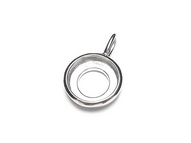 [Video][Japan] Silver925 Charm, Pendant Frame (Bezel) for Round Cabochon 8mm, Rhodium Plated, 1pc