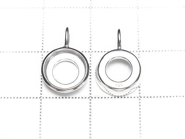 [Video][Japan] Silver925 Charm, Pendant Frame (Bezel) for Round Cabochon 8mm, Rhodium Plated, 1pc
