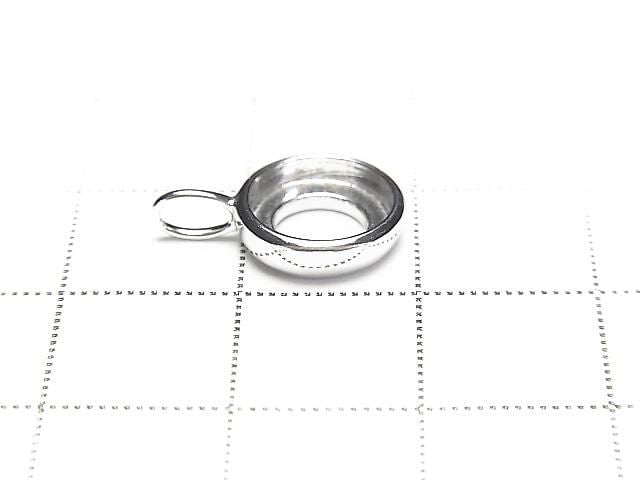 [Video][Japan] Silver925 Charm, Pendant Frame (Bezel) for Round Cabochon 8mm, Rhodium Plated, 1pc